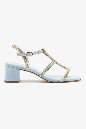 Trendy Casual Footwear Milanina Block Sandal In Maya Denim