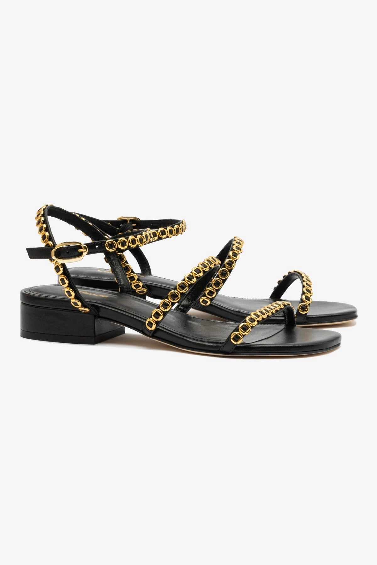 Town Event Elastic Milanina Flat Sandal In Black Leather