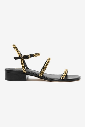 Top View Relaxed Style Milanina Flat Sandal In Black Leather