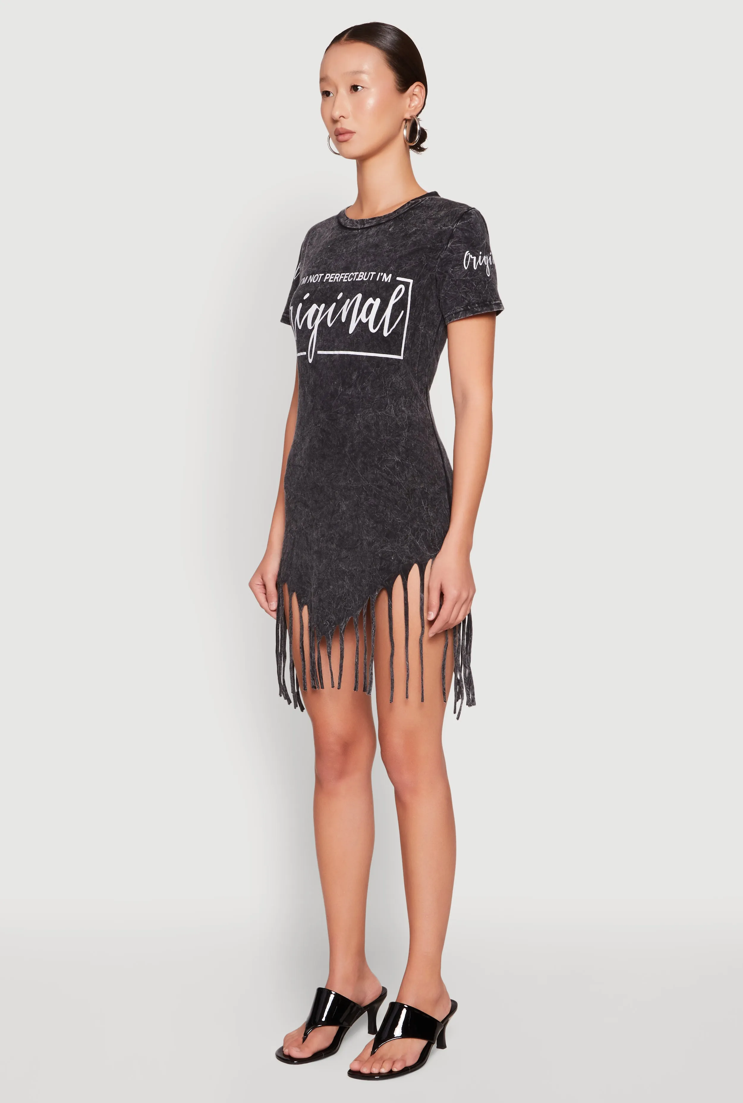 Bold Design SoftTouchTexture Mineral Wash Im Not Perfect But Im Original Fringe Dress