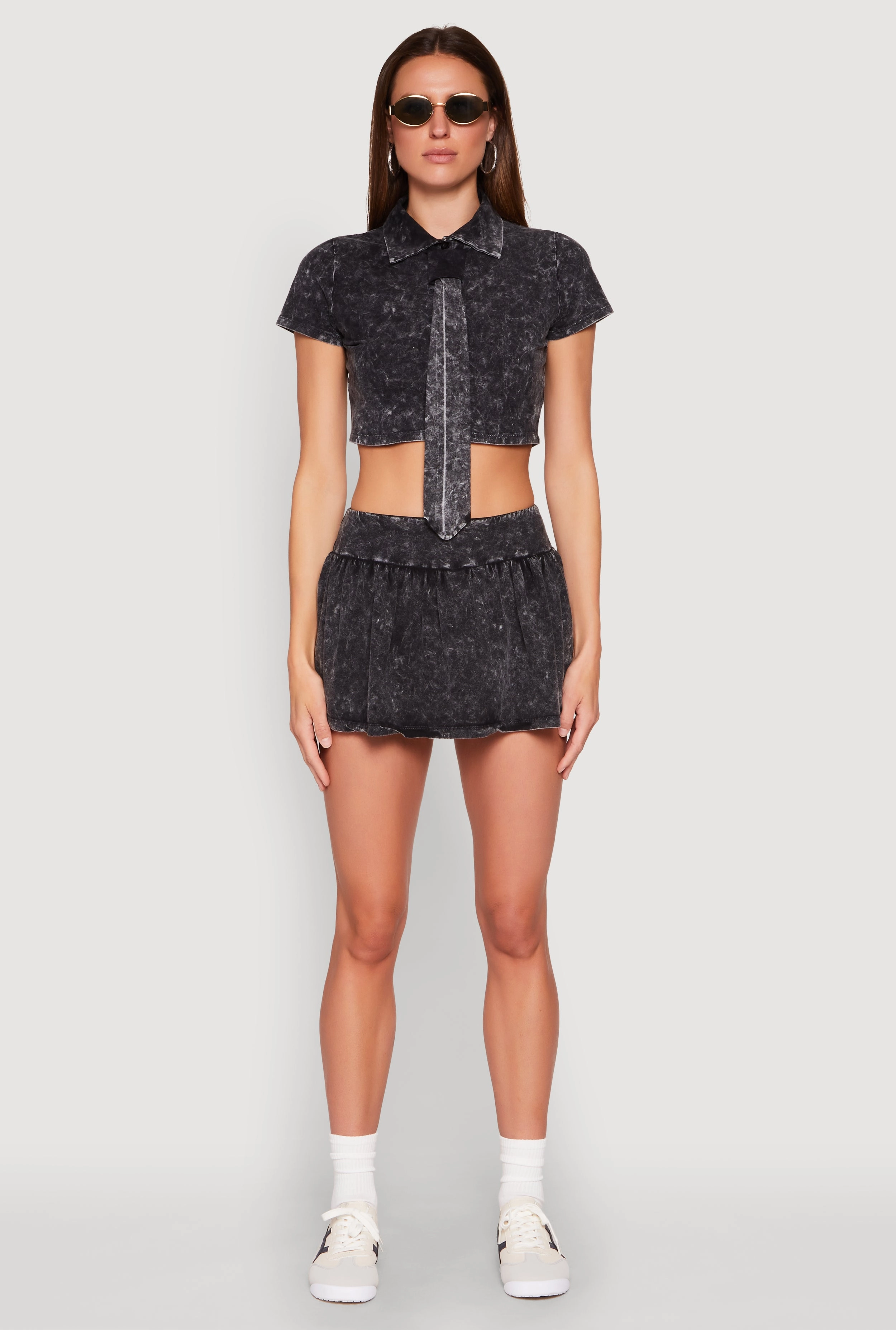 Chic Tones Mineral Wash Ruched Skort