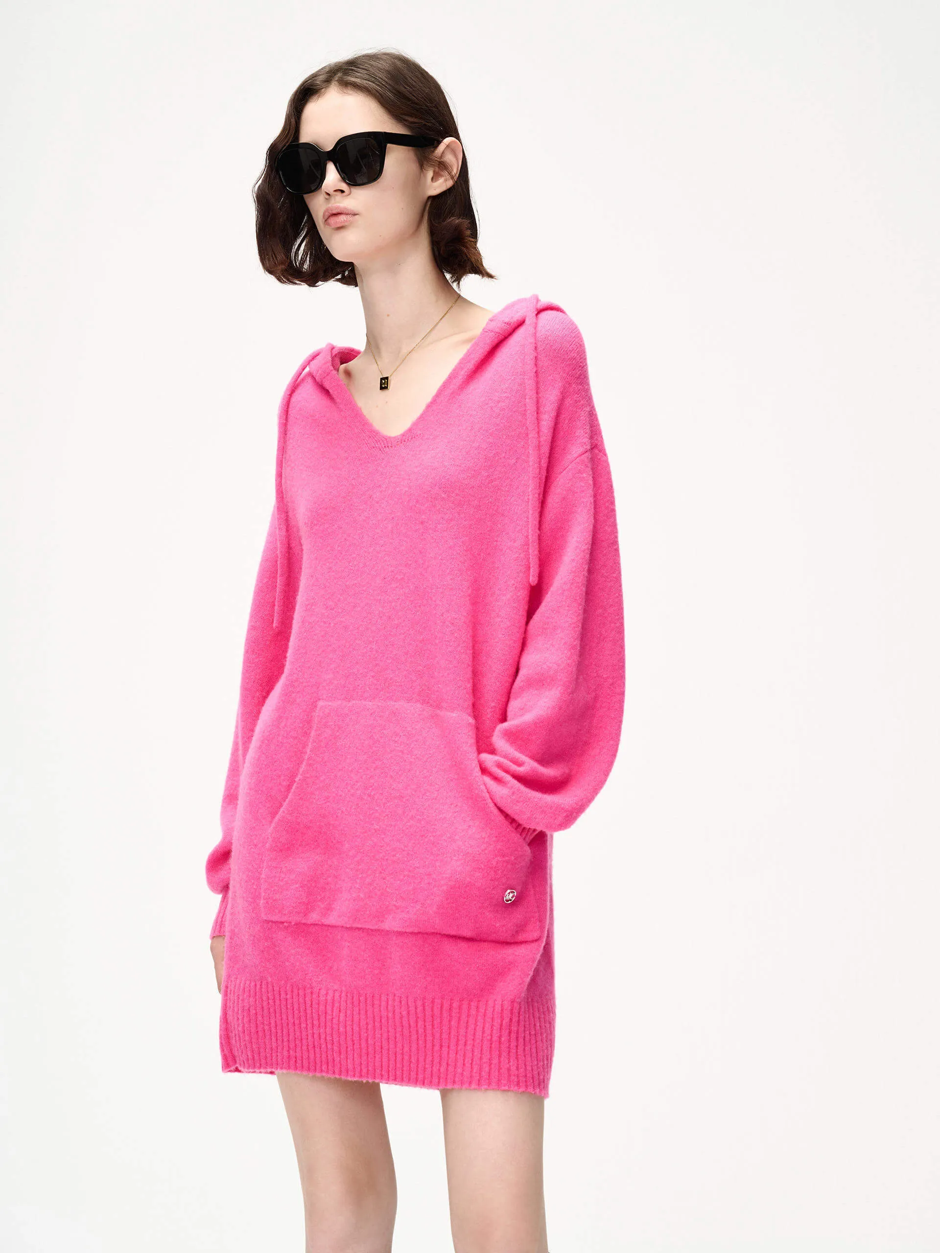 Soft Fit Wear High-Neck Mini Length Hoodie Dress