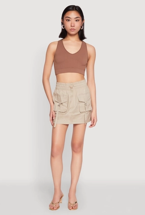 Seasonal Drop Abstract Motif Toggle Drawstring Mini Cargo Skirt