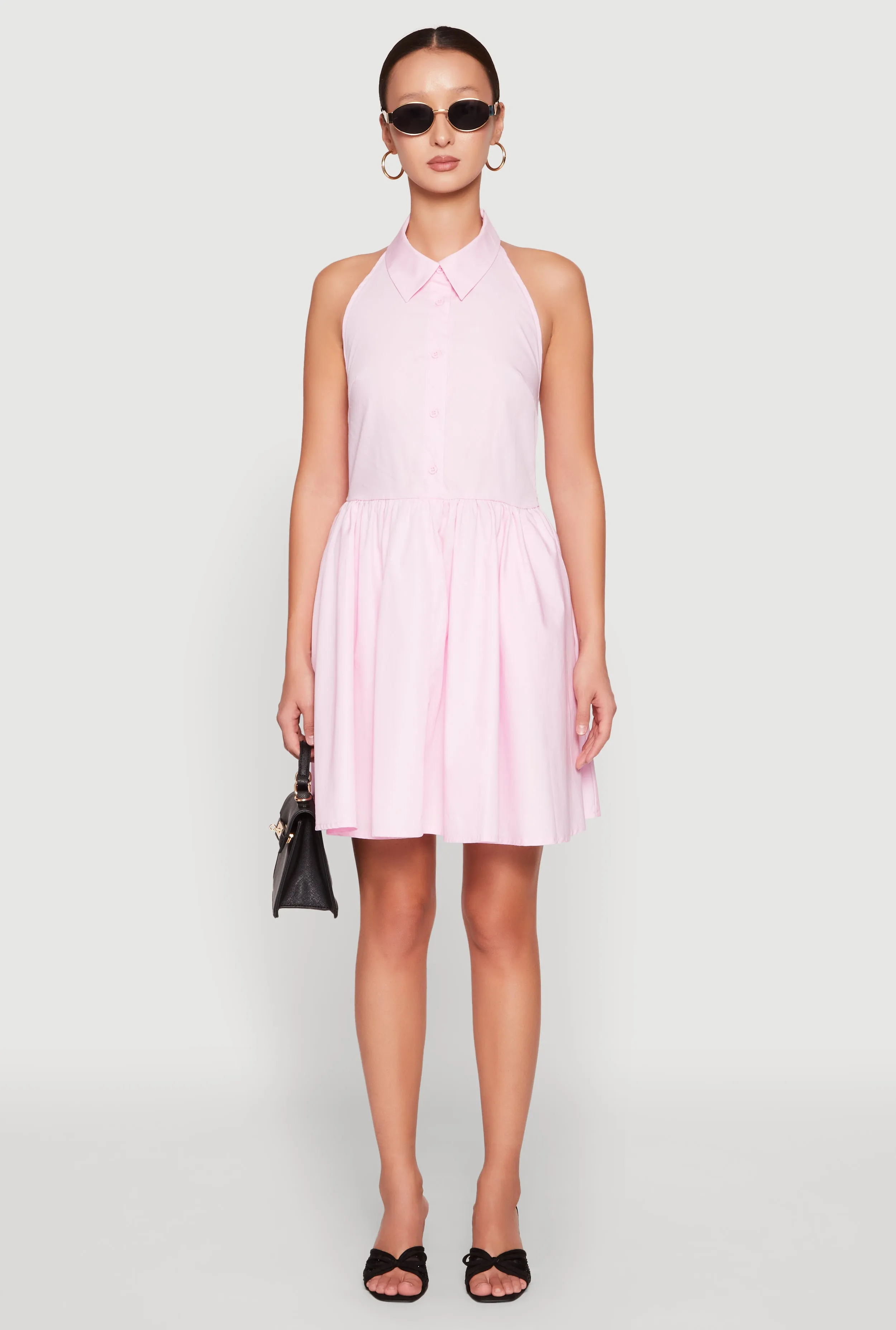Formal Outfit Daily Favorite Halter Button Front Skater Dress