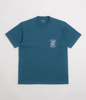 Carhartt Fragments Pocket T-Shirt - Sodalite / White Versatile Comfort Style Wicking Interlock Knit