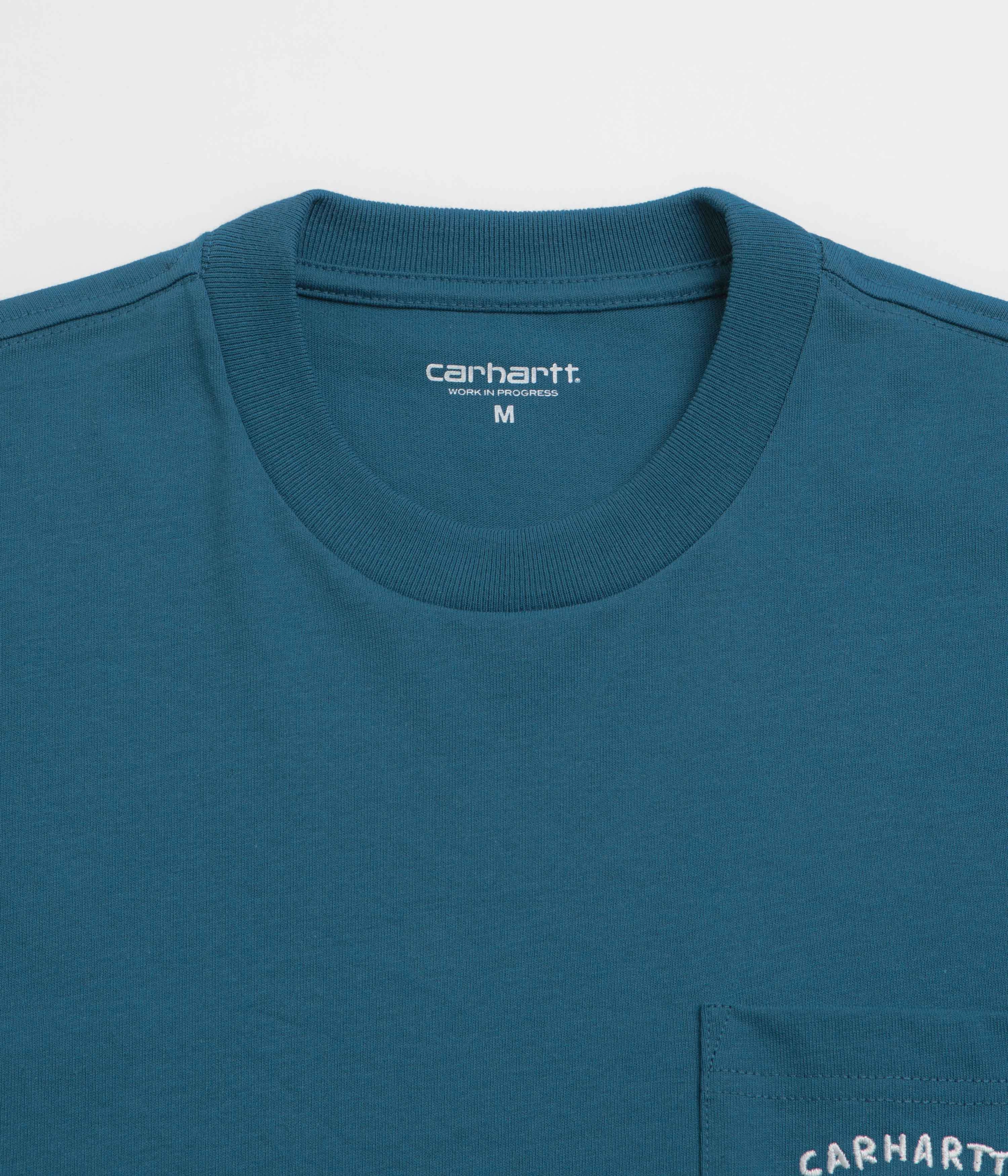 Soft Wearable Sweat Absorbent Carhartt Fragments Pocket T-Shirt - Sodalite / White