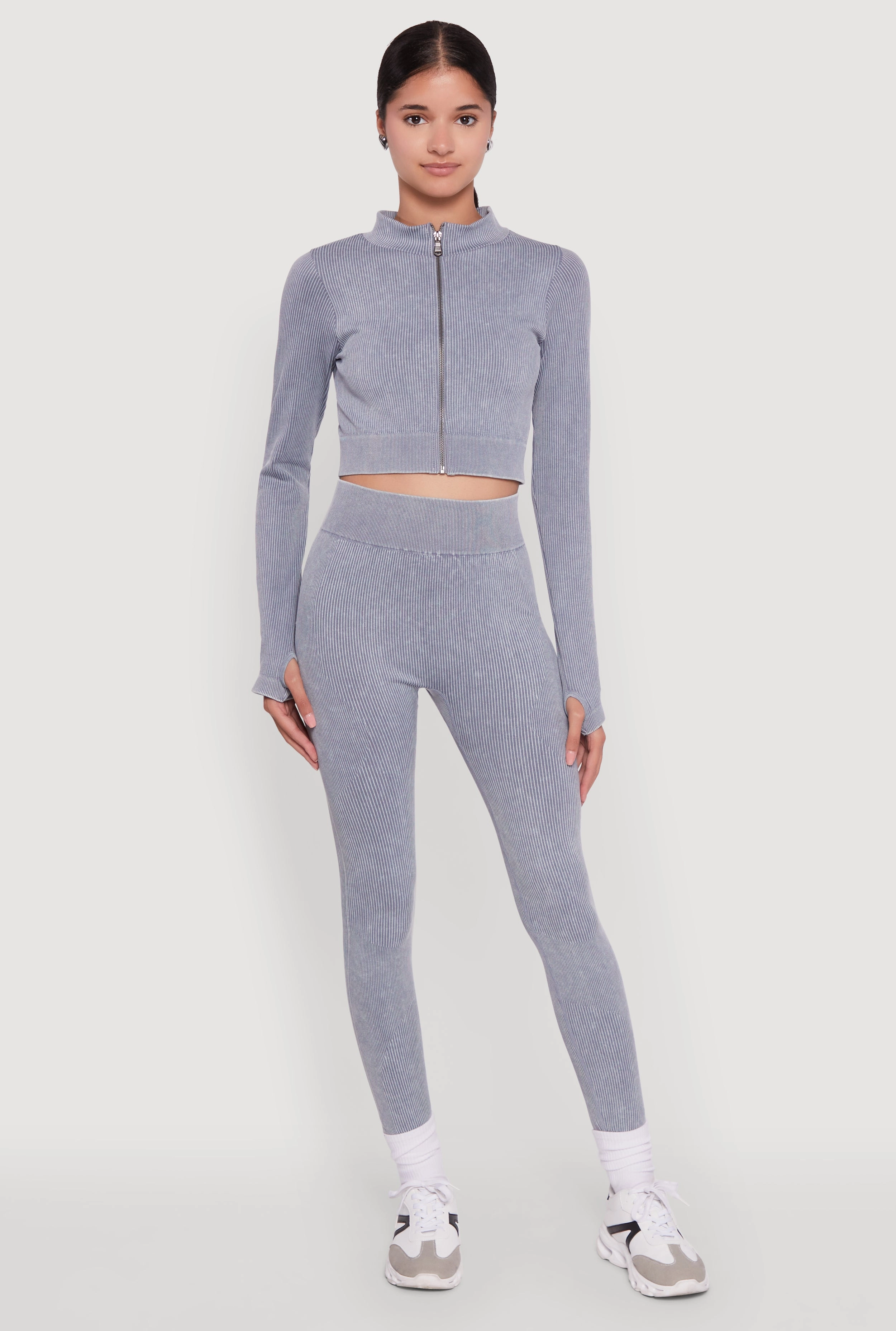 Flexible Layer System Extra Layer Piece Seamless Ribbed Zip Front Cropped Track Jacket