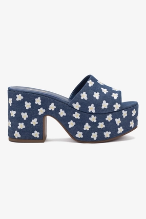 Urban Utility Balanced Step Miso Platform Sandal In Blue Denim