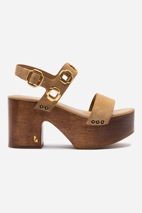Resort Ready All-Day Sandals Miso Wooden Platform Sandal In Peanut Suede
