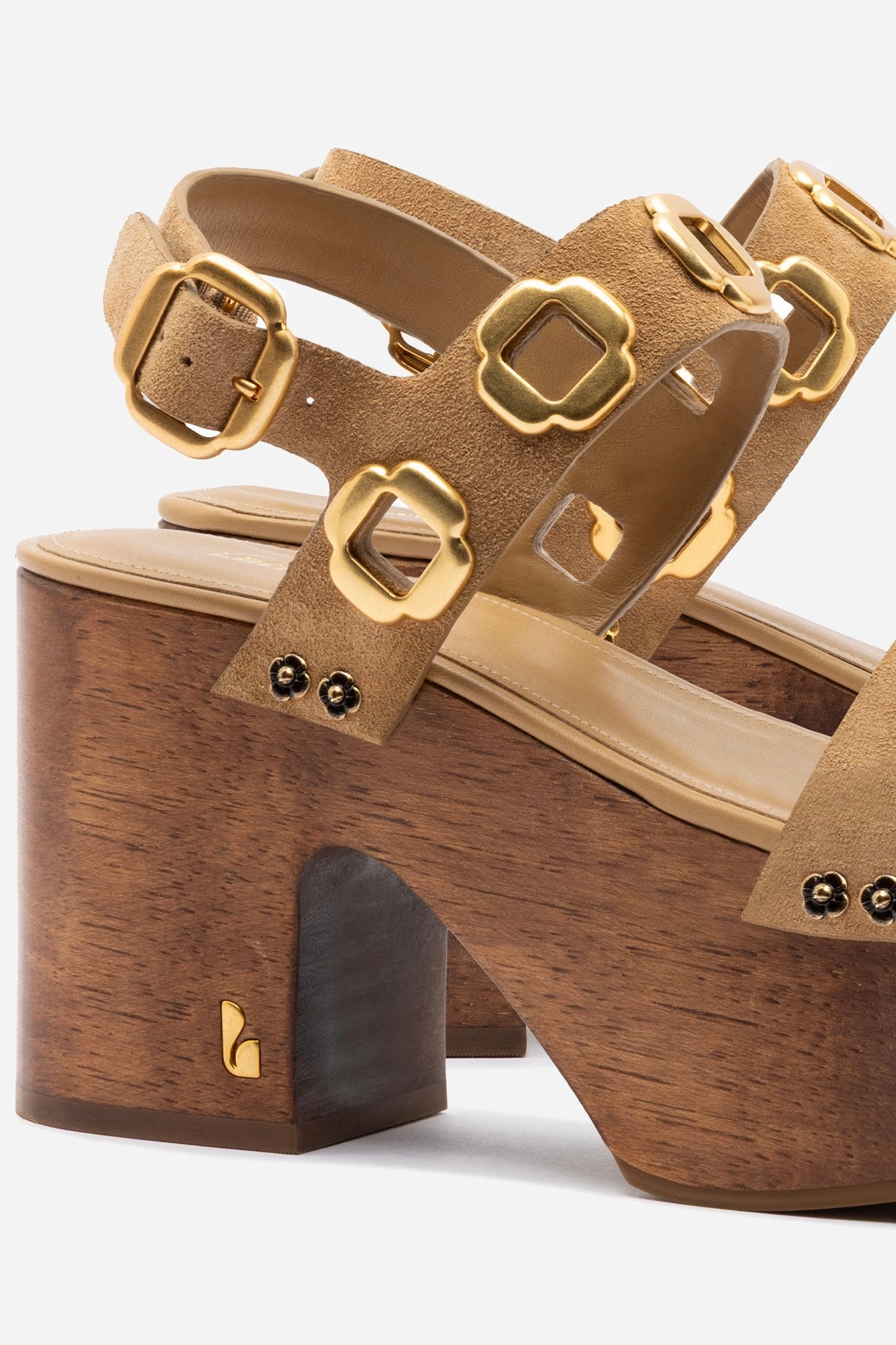 Thermoplastic Elastomer Frame Miso Wooden Platform Sandal In Peanut Suede
