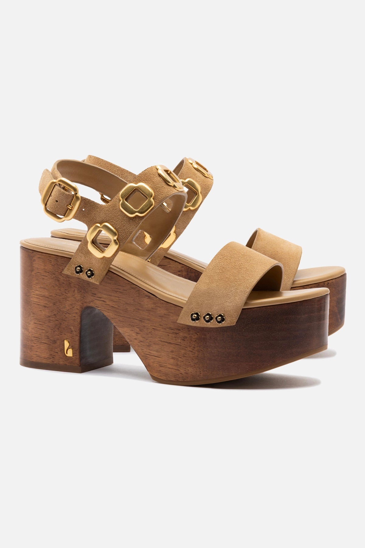 Walking support Miso Wooden Platform Sandal In Peanut Suede