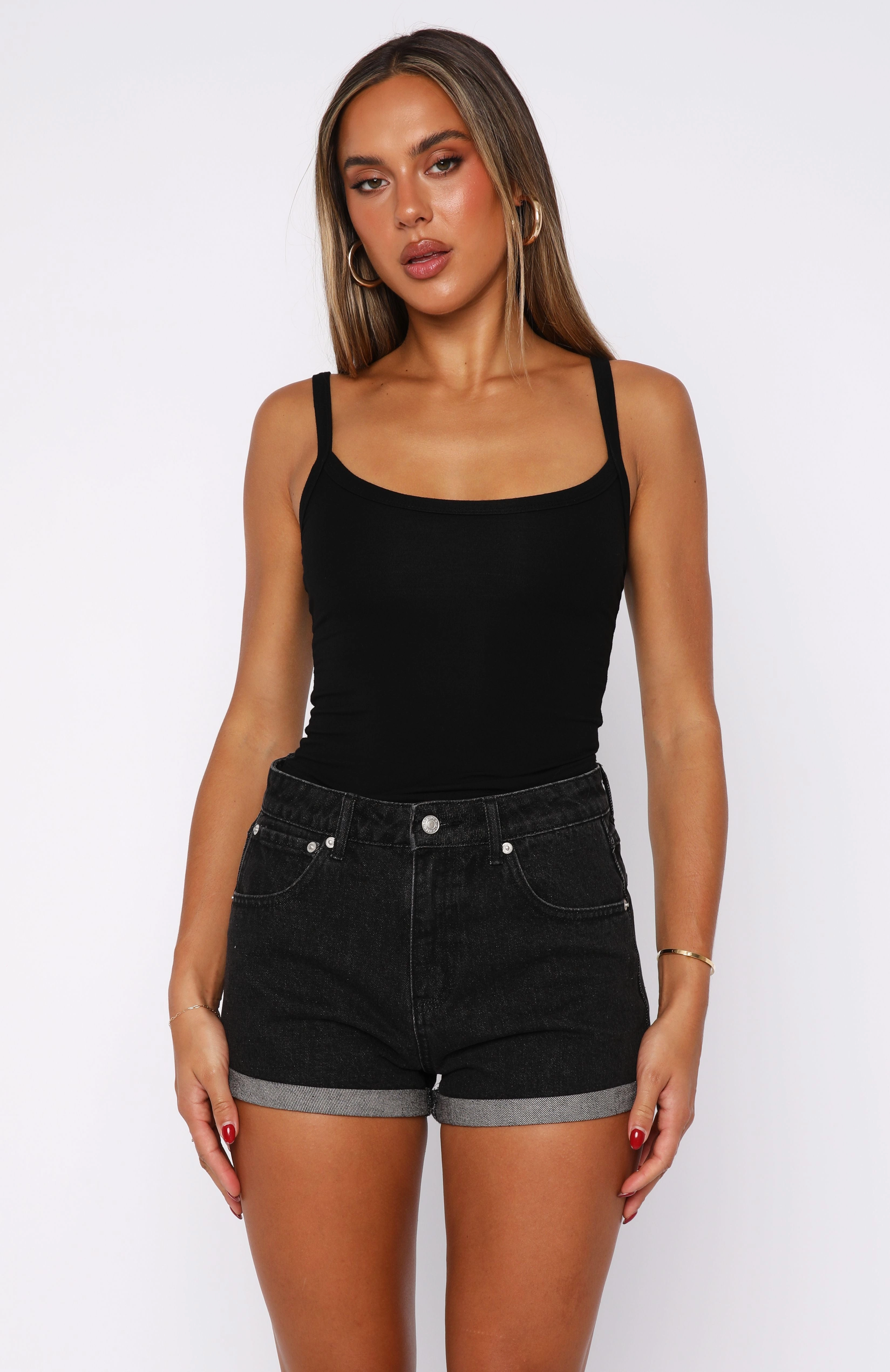 Modern Look Missin' Something Denim Shorts Black Acid Wash
