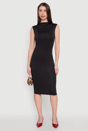 Mock Neck Cap Sleeve Midi Dress Multipurpose