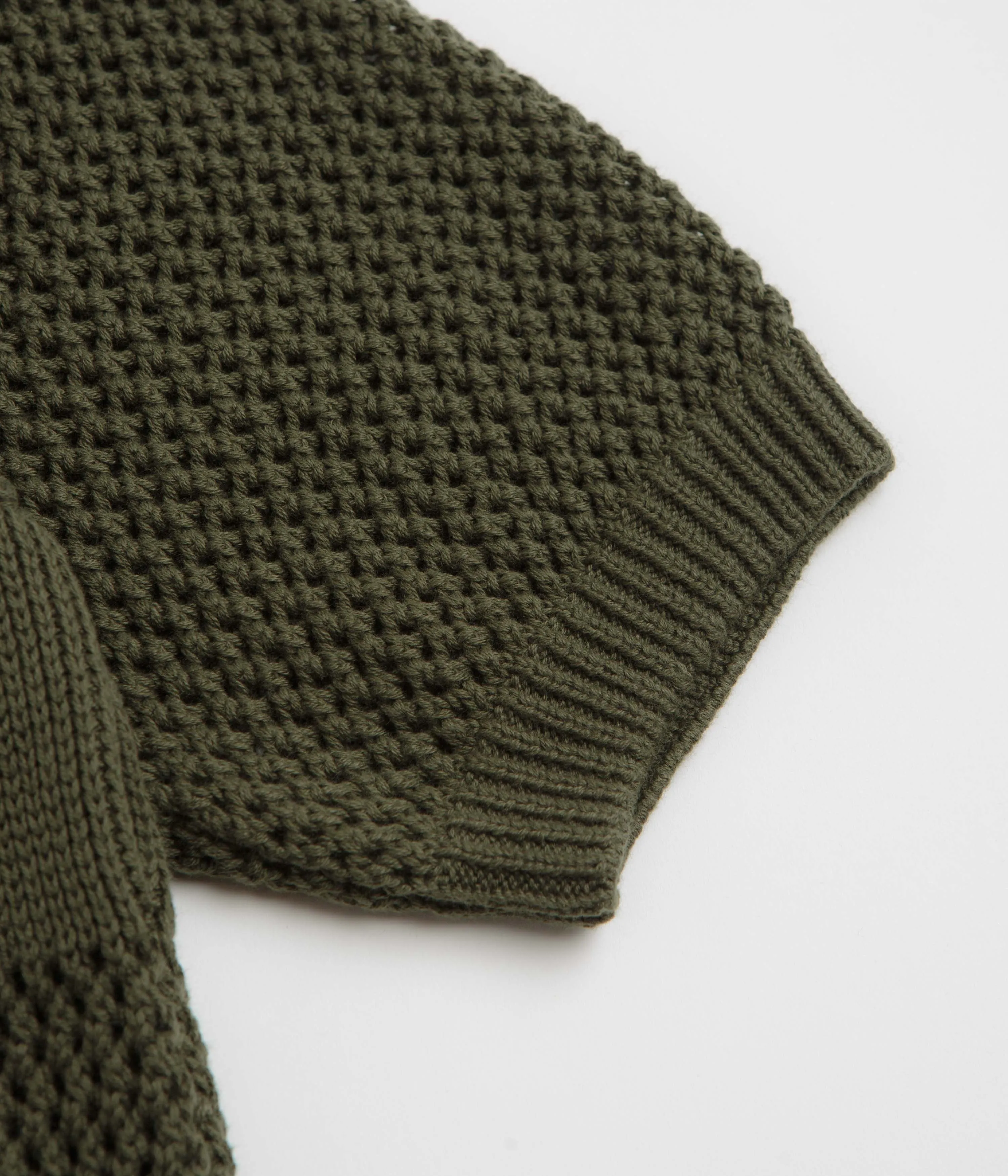 Universal Works Knit Short Sleeve Shirt - Olive Subtle Print