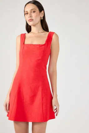 Perfect Stranger Lizzy Linen Mini Dress Red Simple yet chic gown