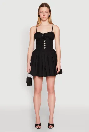 Soft Vibes Lace Up Bustier Skater Dress