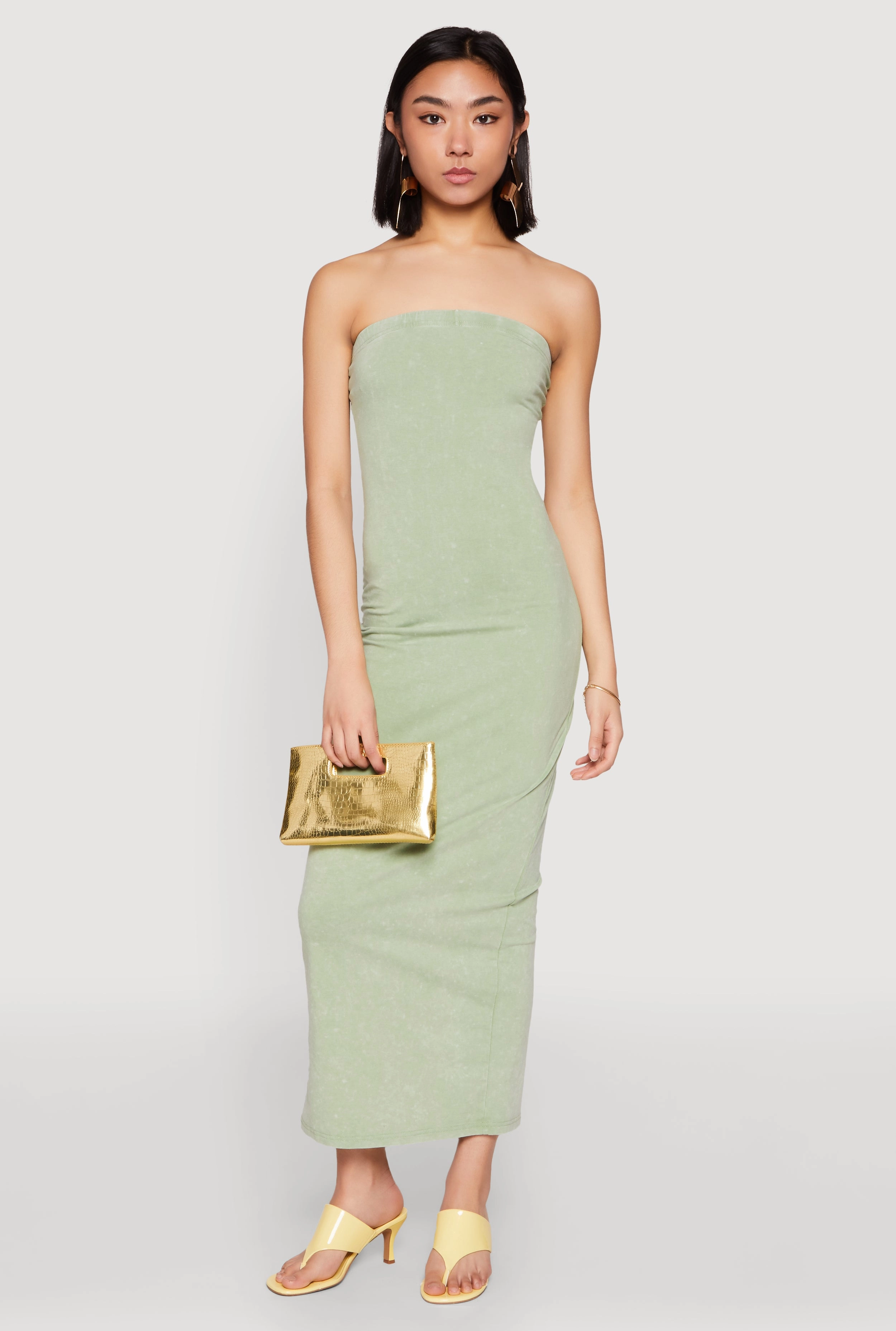 Mature Glam Daisy Mineral Wash Maxi Tube Dress