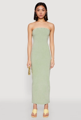 Daisy Mineral Wash Maxi Tube Dress Stylish Cut
