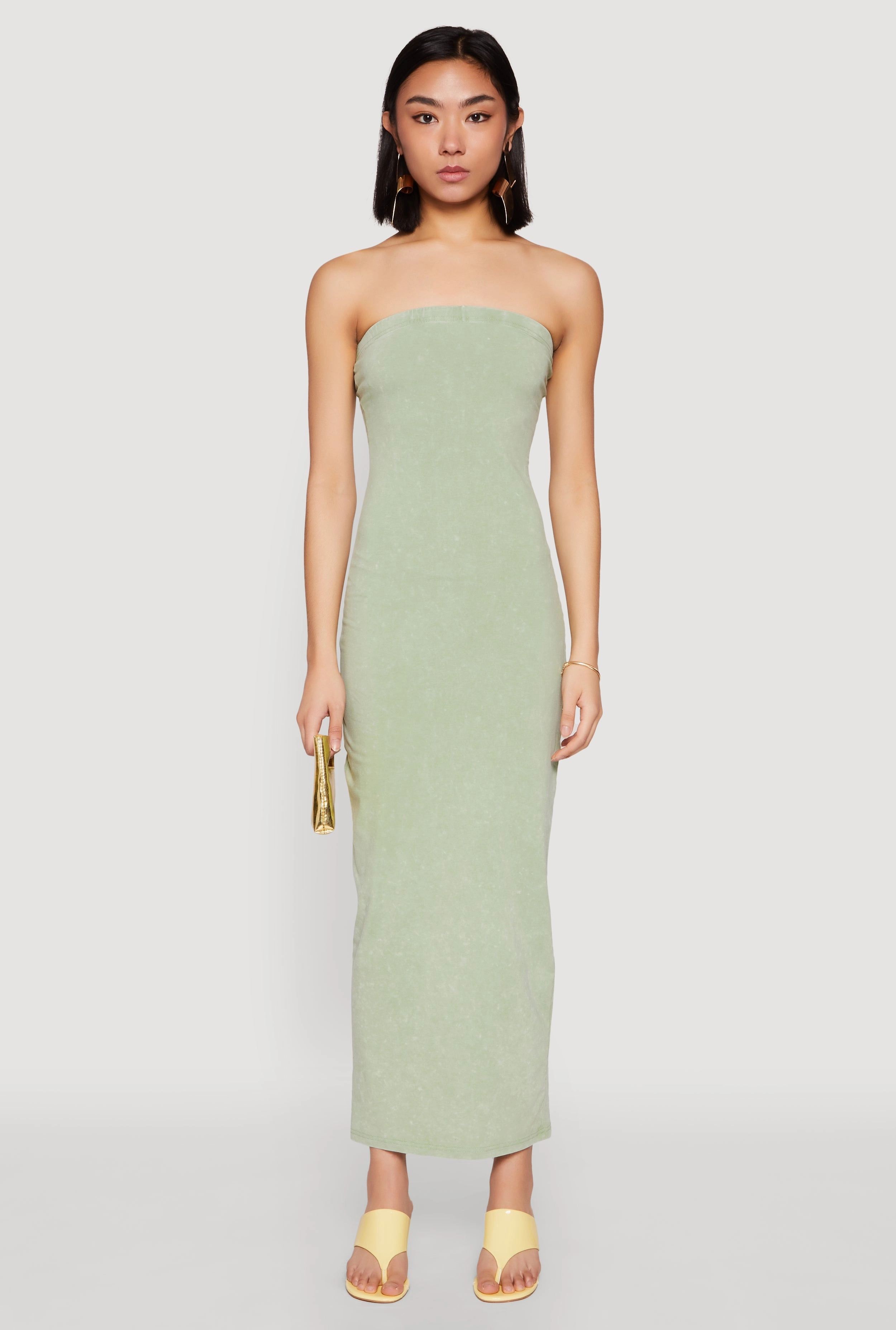 Daisy Mineral Wash Maxi Tube Dress Stylish Cut