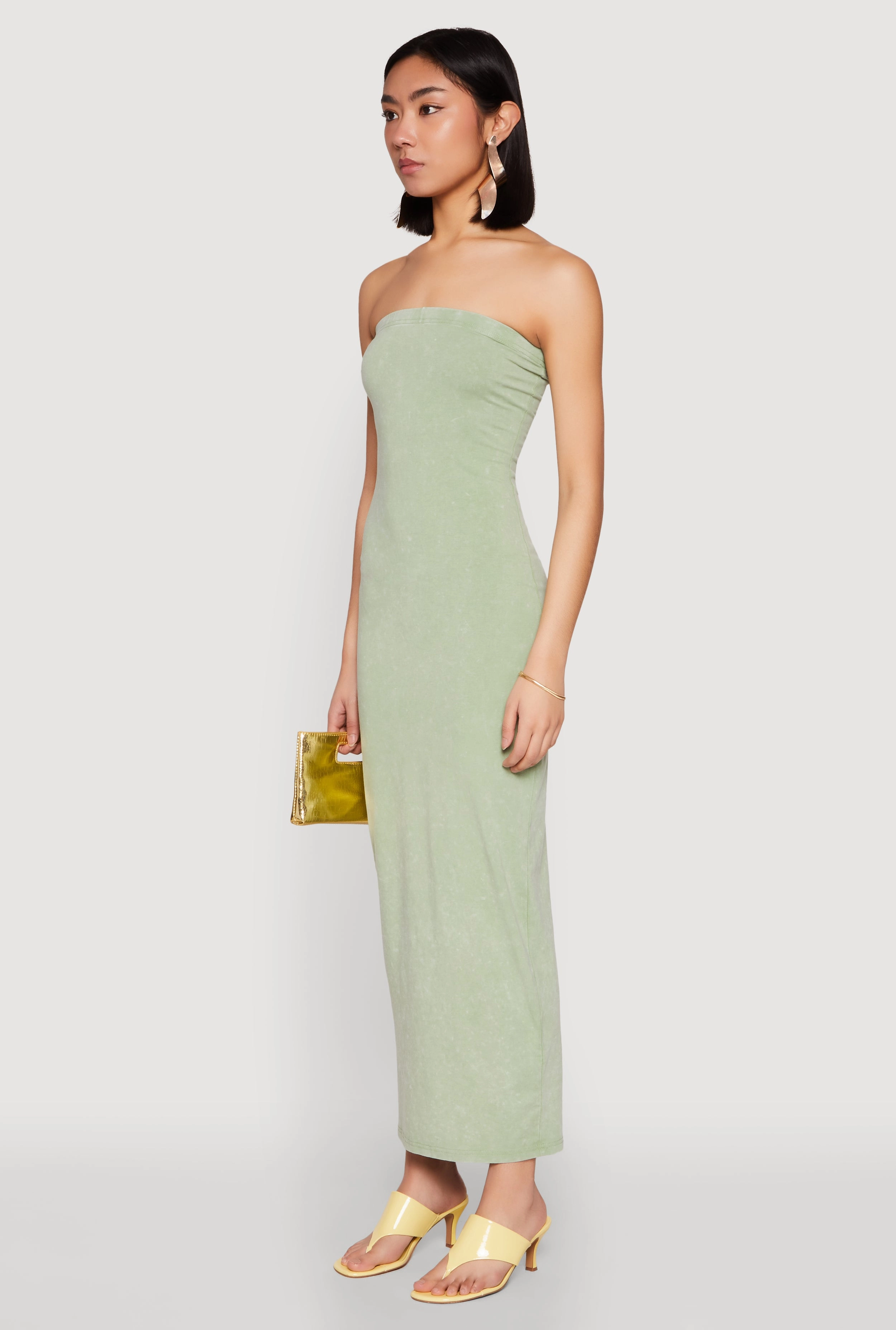 Dinner Outfit Daisy Mineral Wash Maxi Tube Dress