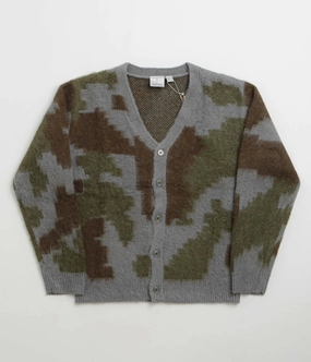 Gramicci Mohair Cardigan - Jungle Digi Camo Breathable Wool Sophisticated Knit