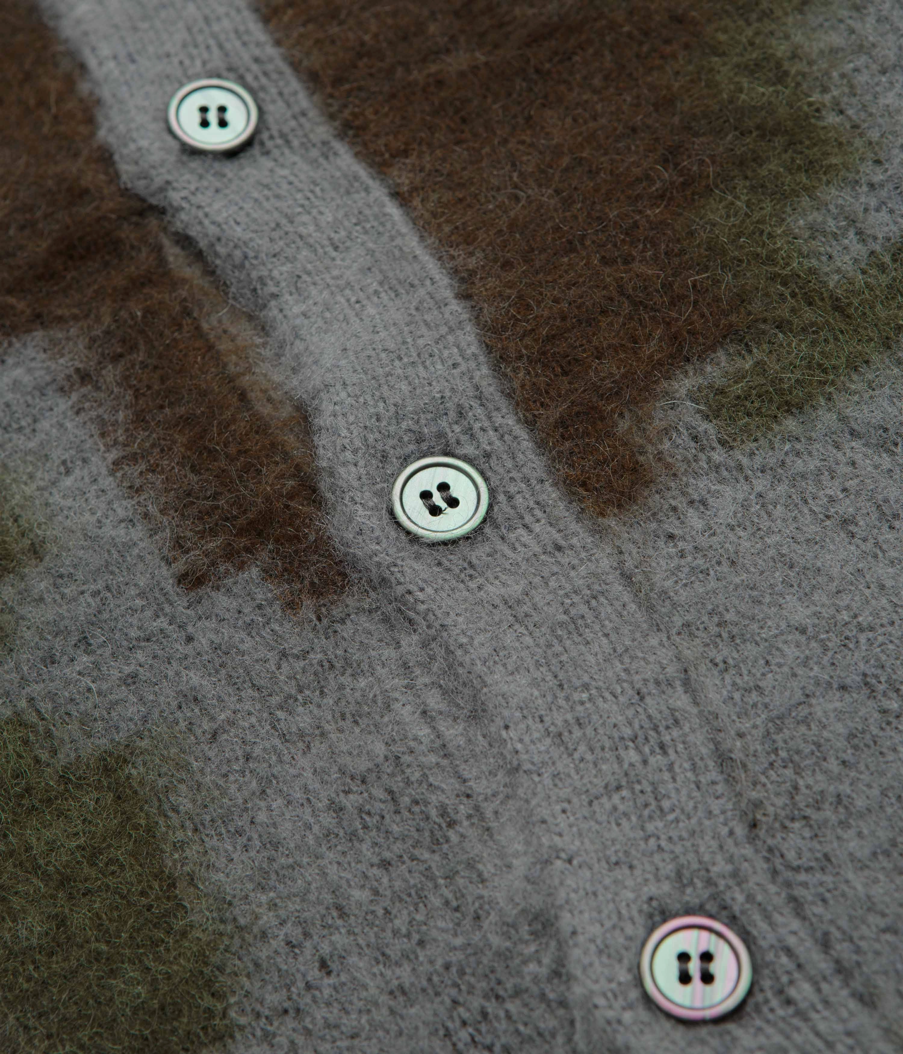 Gramicci Mohair Cardigan - Jungle Digi Camo Ribbed cuff Trendy Outfit