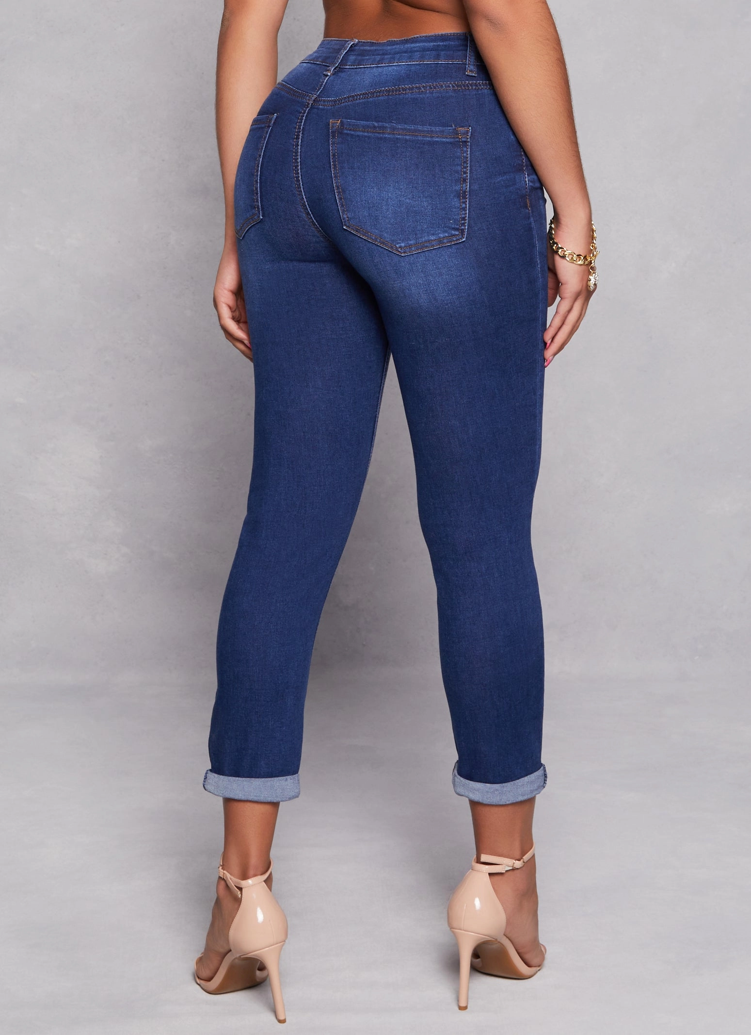 WAX High Waist Rolled Cuff Denim Jeans Everyday Loose Music Event