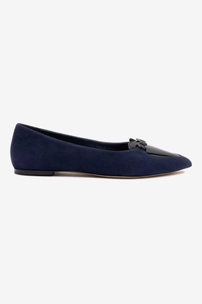 Audrey Flat In Navy Suede Lightweight Outsole