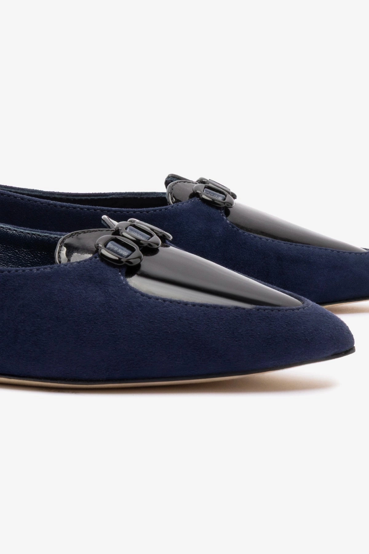 Audrey Flat In Navy Suede Comfortable Cushioning Study Walk