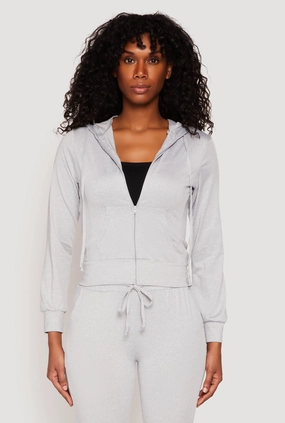 college student Daisy Soft Knit Front Zip Hoodie