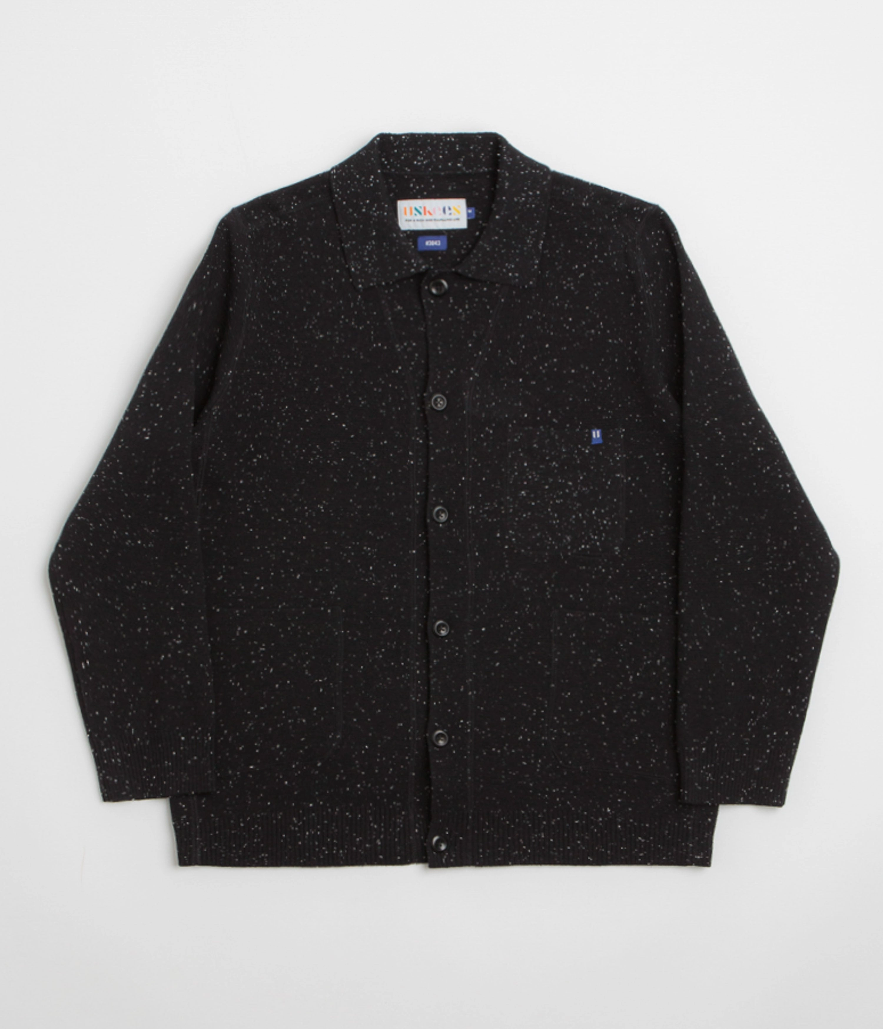 Uskees 3043 Collared Cardigan - Black Chilly Day Layers