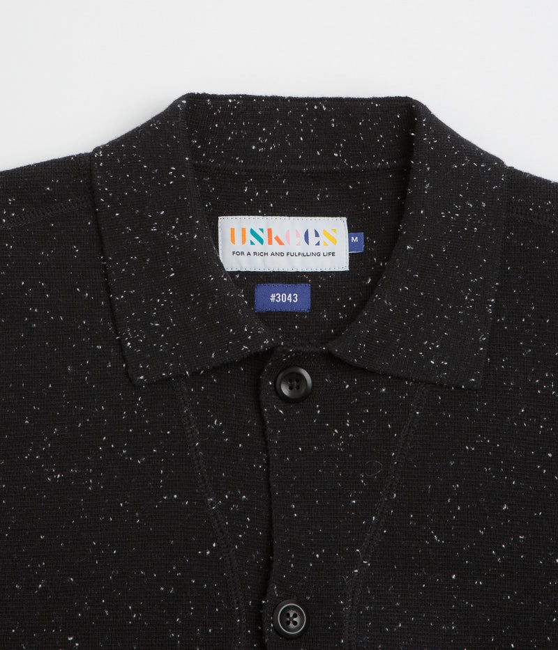 Uskees 3043 Collared Cardigan - Black Sophisticated Look Perfect Knitwear