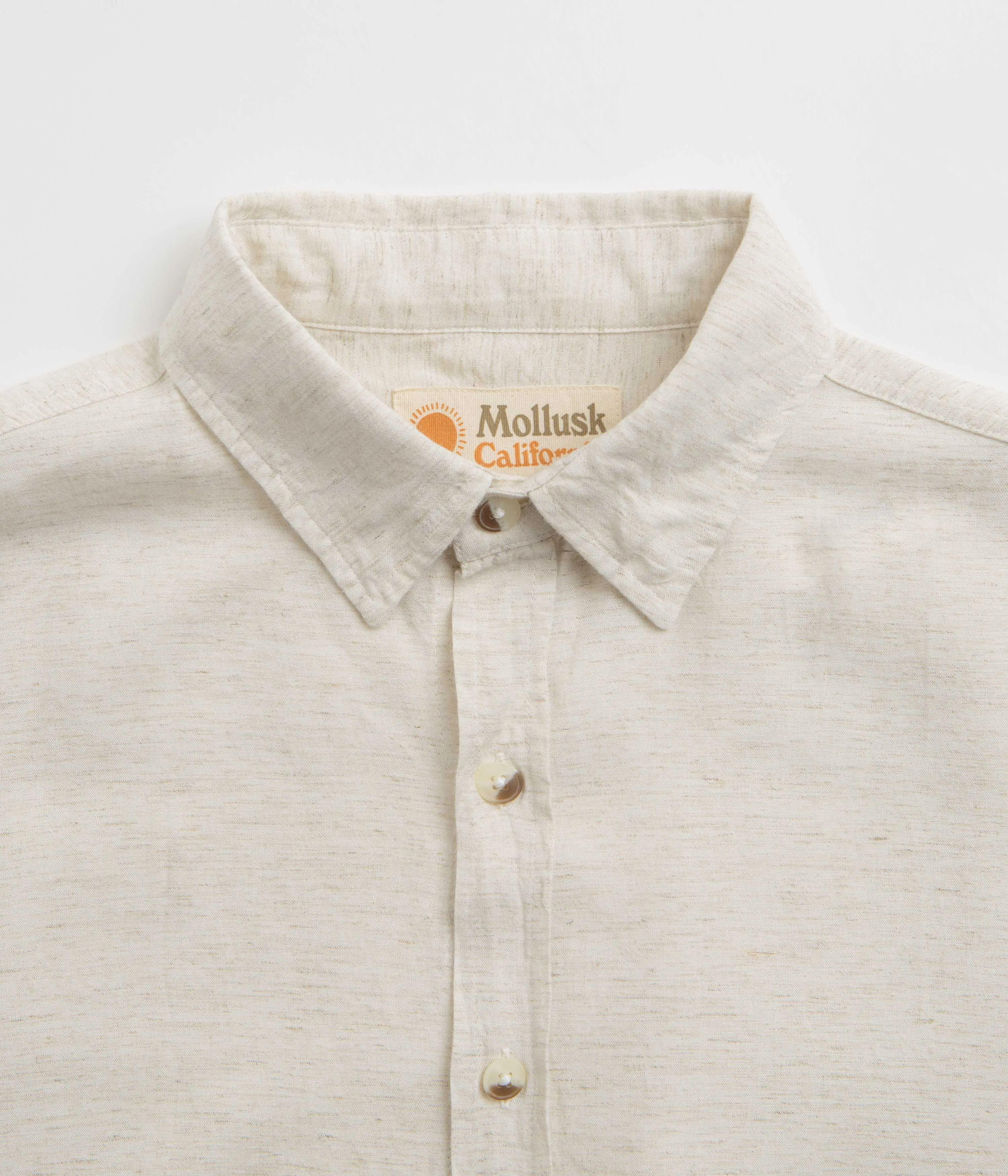 Mollusk Summer Shirt - Natural Chambray Neutral Tones Soft Collar Design