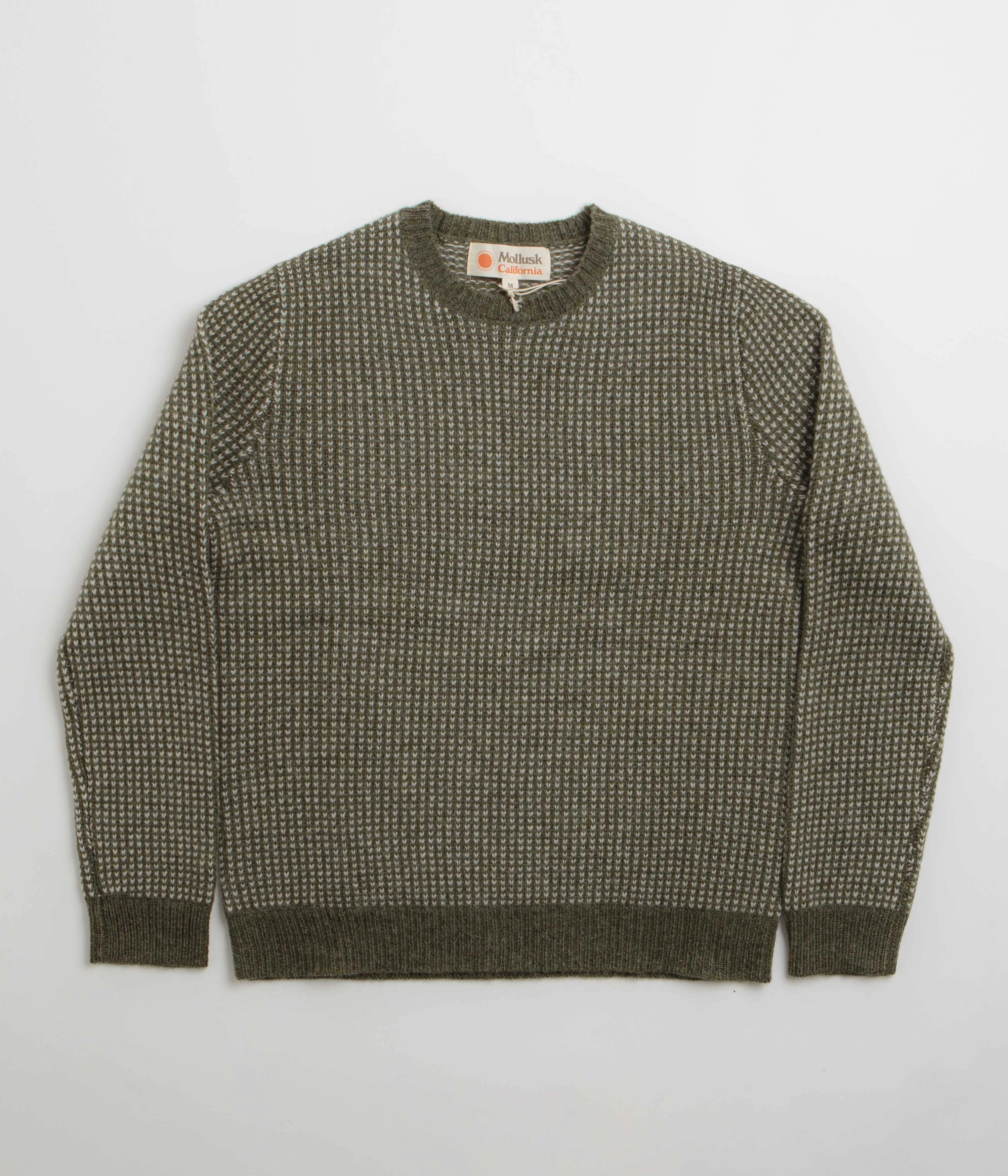 Mollusk Beacon Sweatshirt - Dark Moss Simple Knit Knitwear Choice