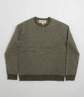 Mollusk Beacon Sweatshirt - Dark Moss Simple Knit Knitwear Choice