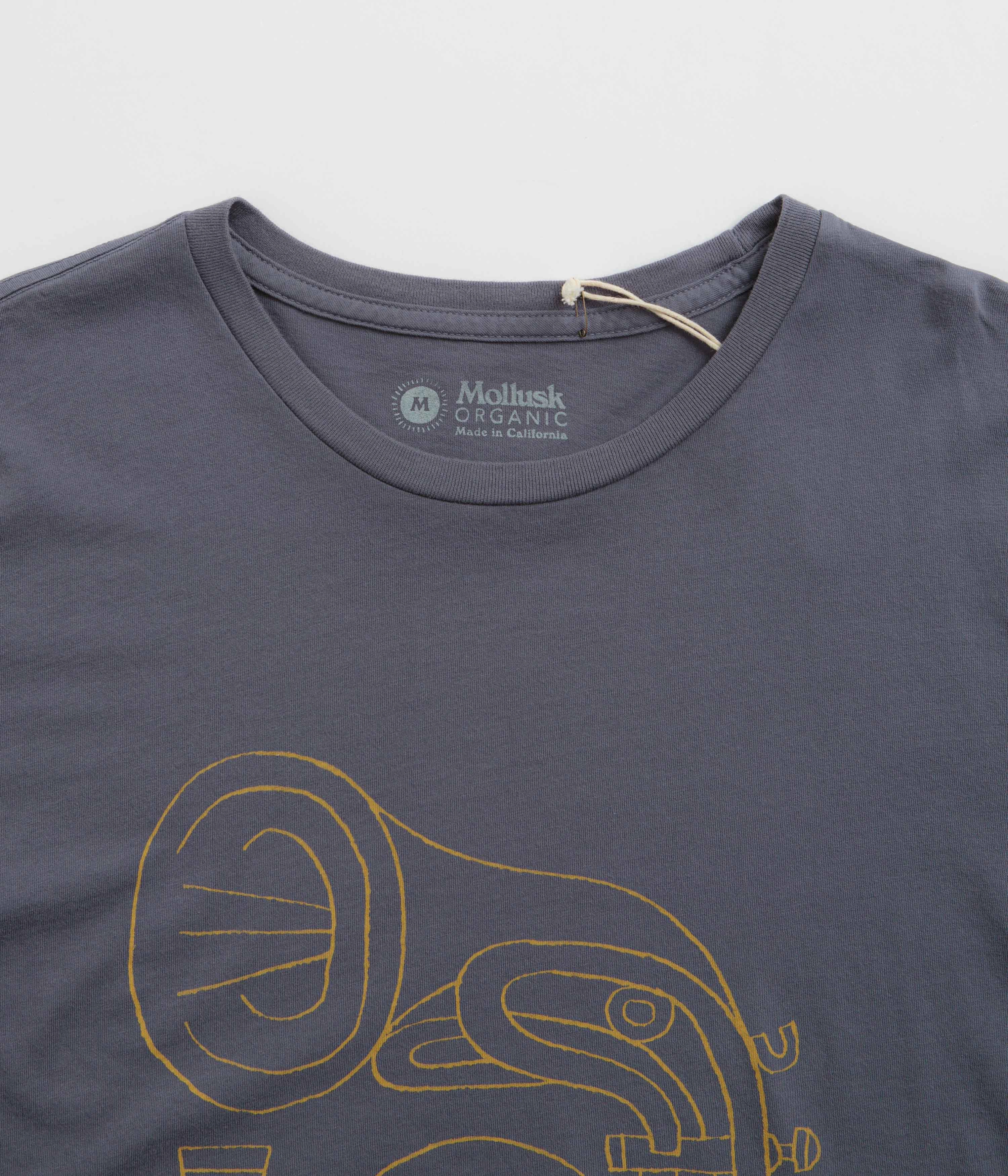 Mollusk Horny Horn T-Shirt - Faded Navy Breathable knit Breathable Yarn Composition