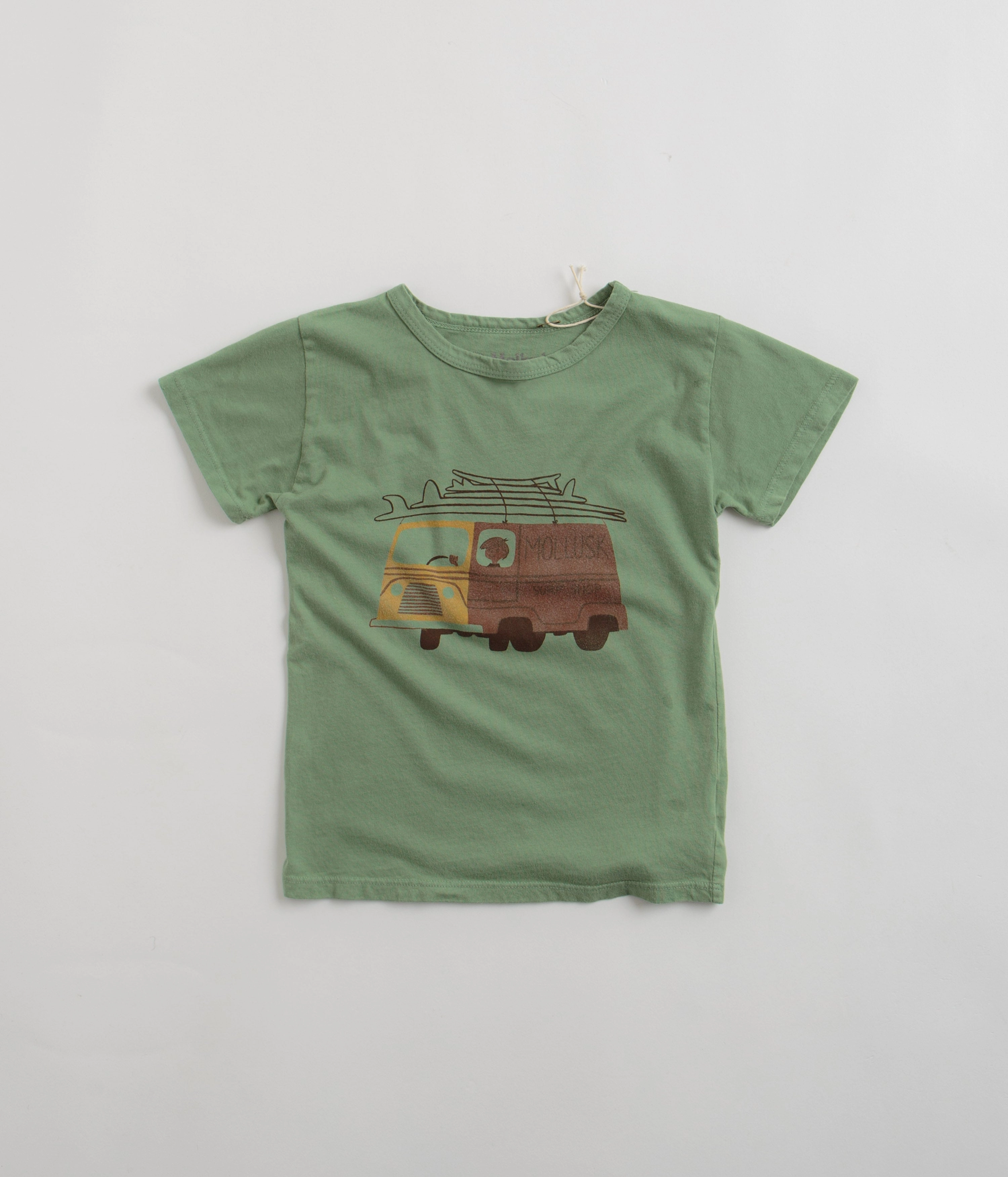 Drip Dry Fabric Simple yet stylish Mollusk Kids Van T-Shirt - Trinity Green