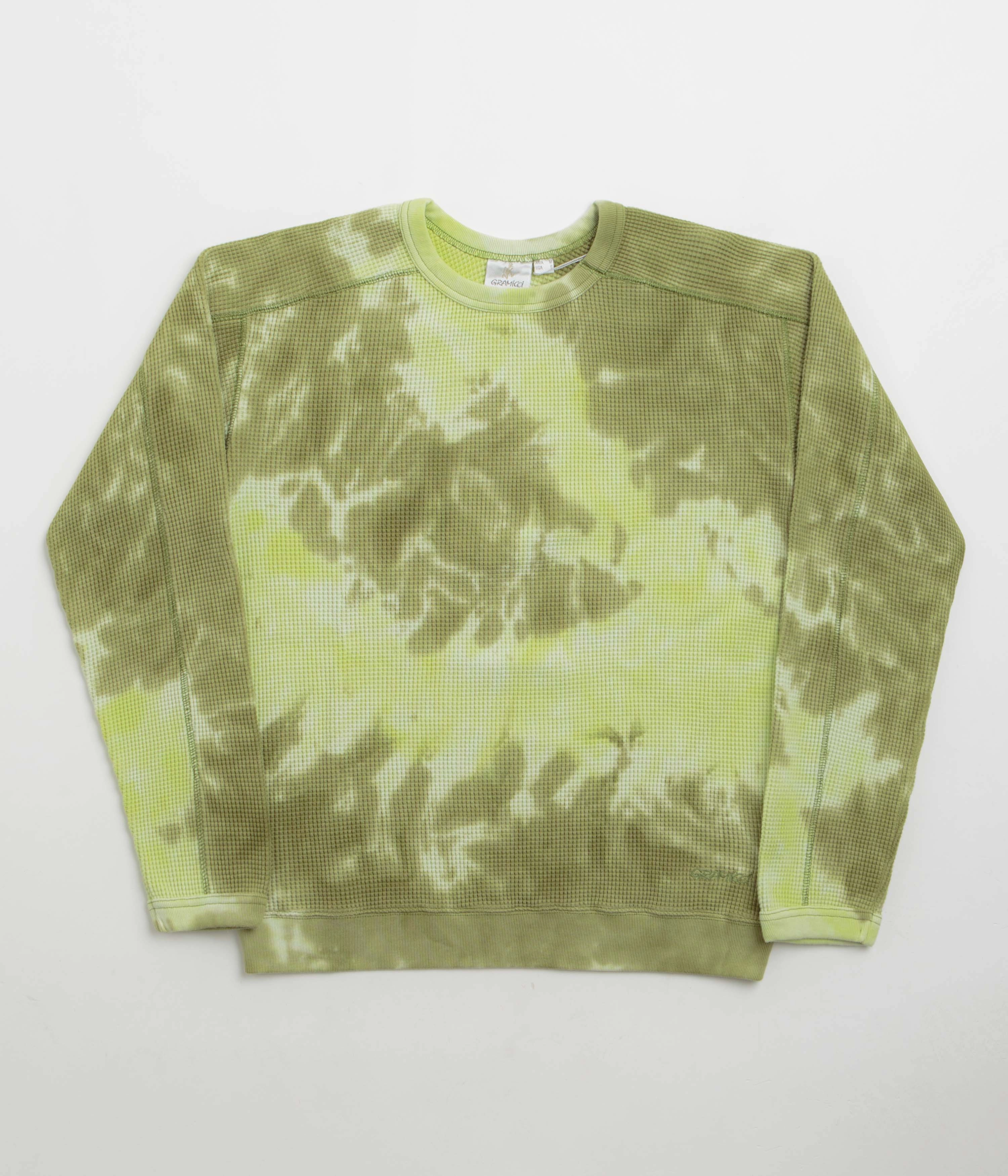 Micro Gauge Knitting Gramicci Waffle Crewneck Sweatshirt - Jade Tie Dye