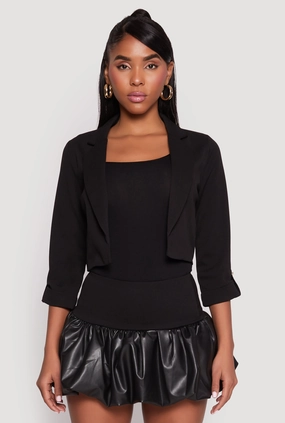 Glow In The Dark Trim Multi Purpose Layer Three Quarter Tab Sleeve Cropped Blazer
