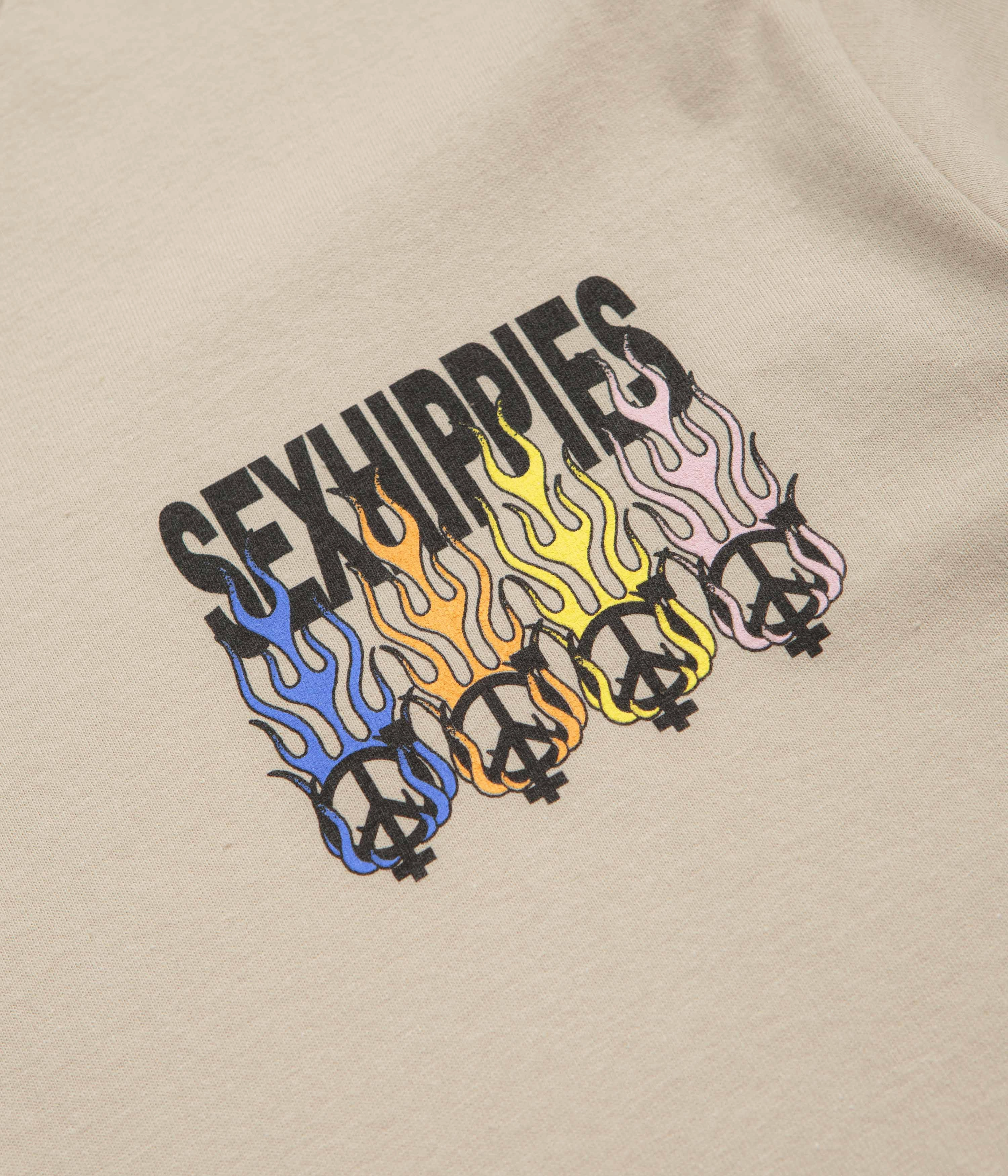 Sexhippies Flame Circle T-Shirt - Sand certified