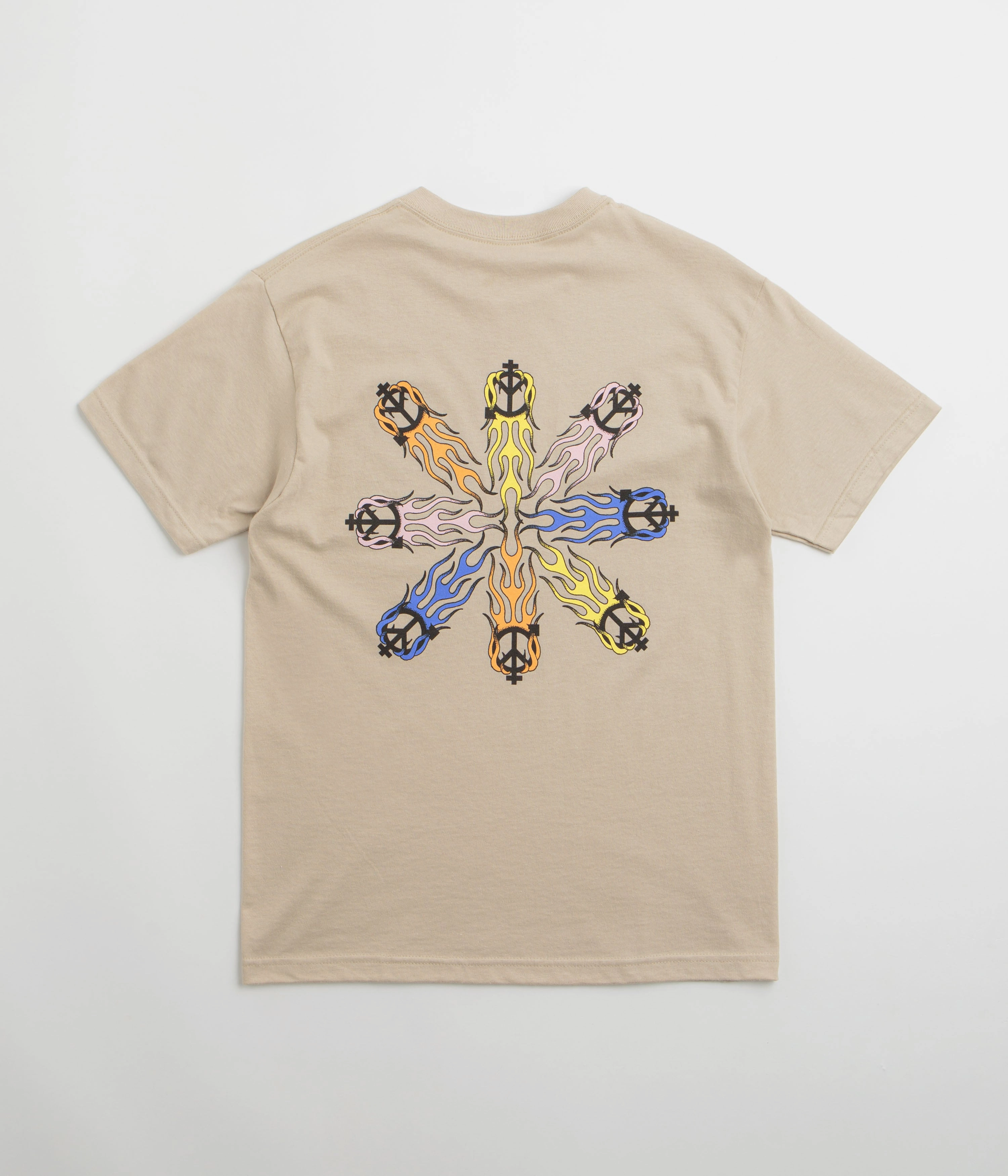 Fashion Forward Sexhippies Flame Circle T-Shirt - Sand