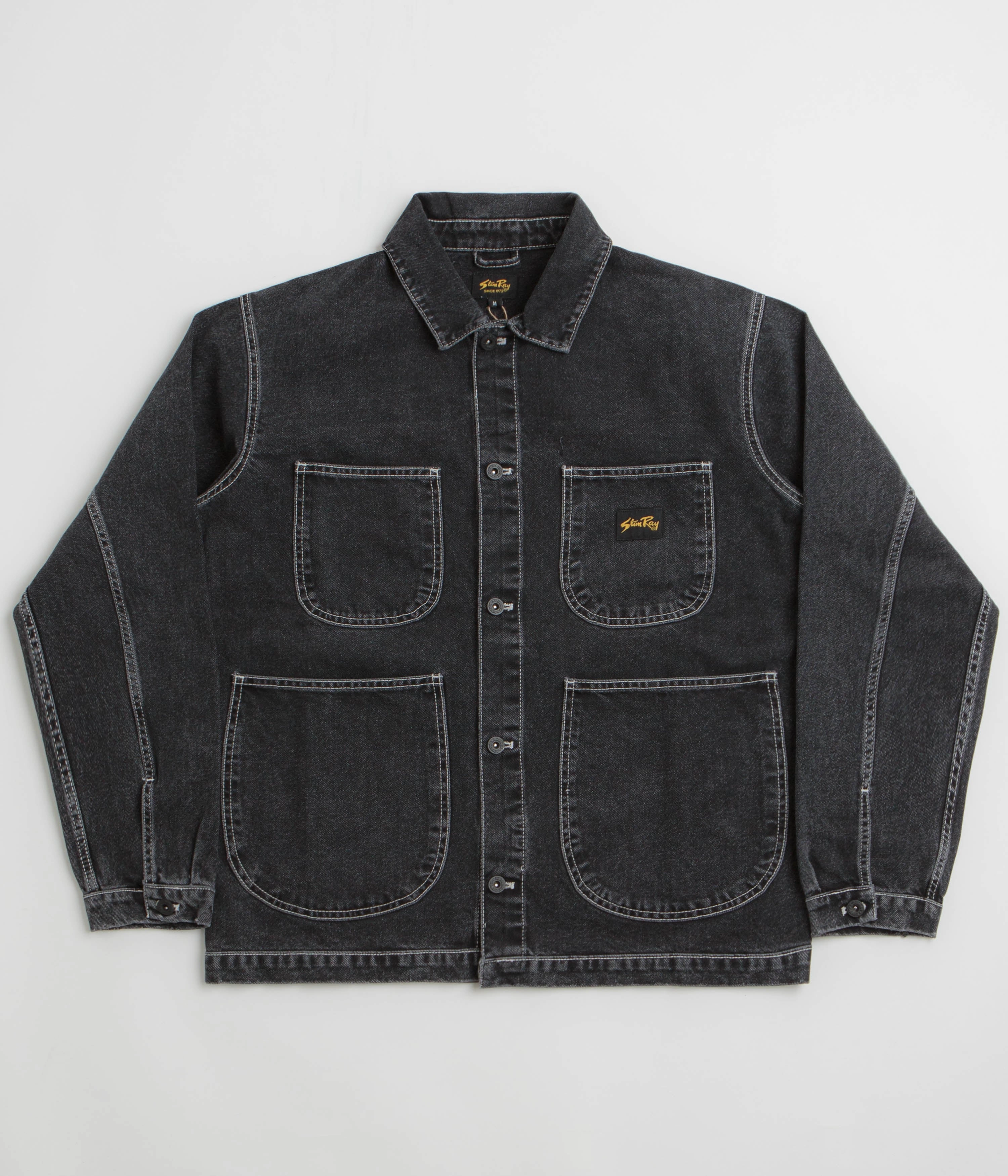 Stan Ray Coverall Jacket - Stonewashed Black Denim Durable Stitching Waterproof Fabric