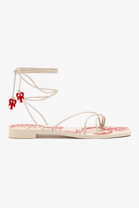 buckle Comfort Wear Shoes Nadia Flat Sandal In Ivory Leather