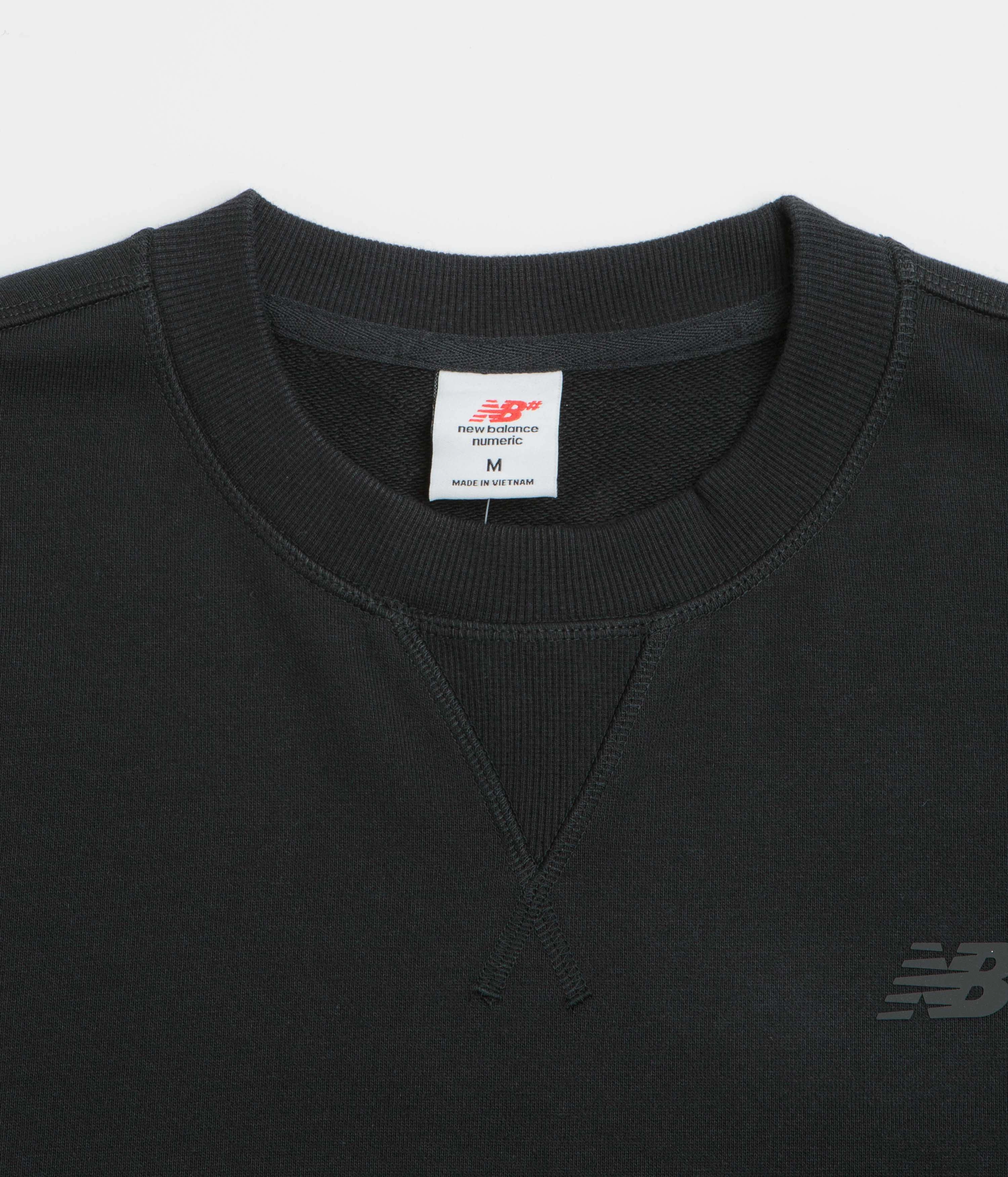 New Balance Numeric French Terry Crewneck Sweatshirt - Black Warm Winter Wear Odor Resistant Knitwear