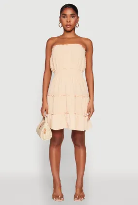 Strapless Smocked Tiered Mini Dress Dreamy Touch