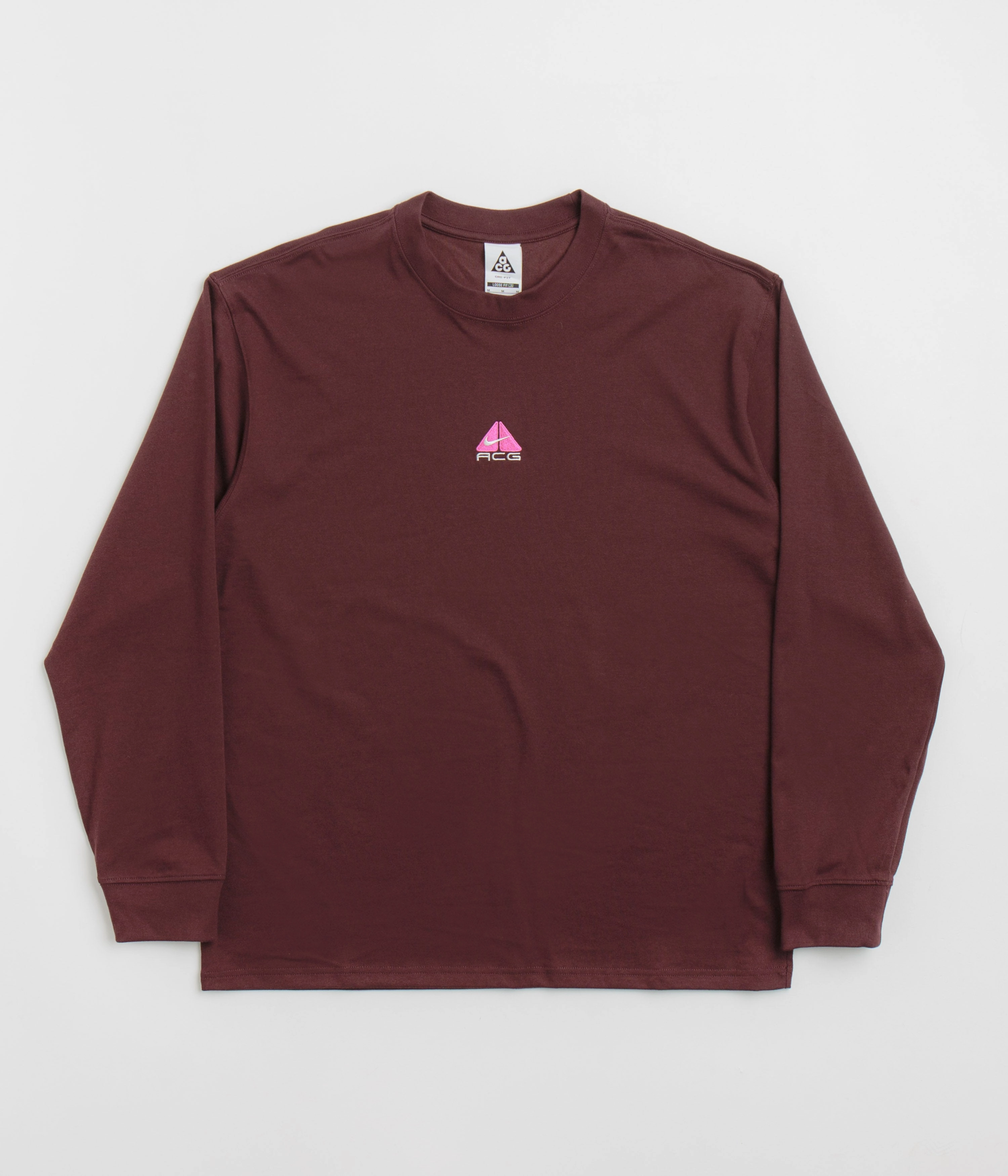 Nike ACG Lungs Long Sleeve T-Shirt - Burgundy Crush Tagless Neckline Summer Casual