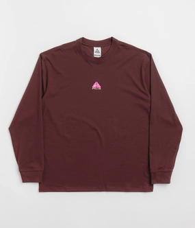 Nike ACG Lungs Long Sleeve T-Shirt - Burgundy Crush Tagless Neckline Summer Casual