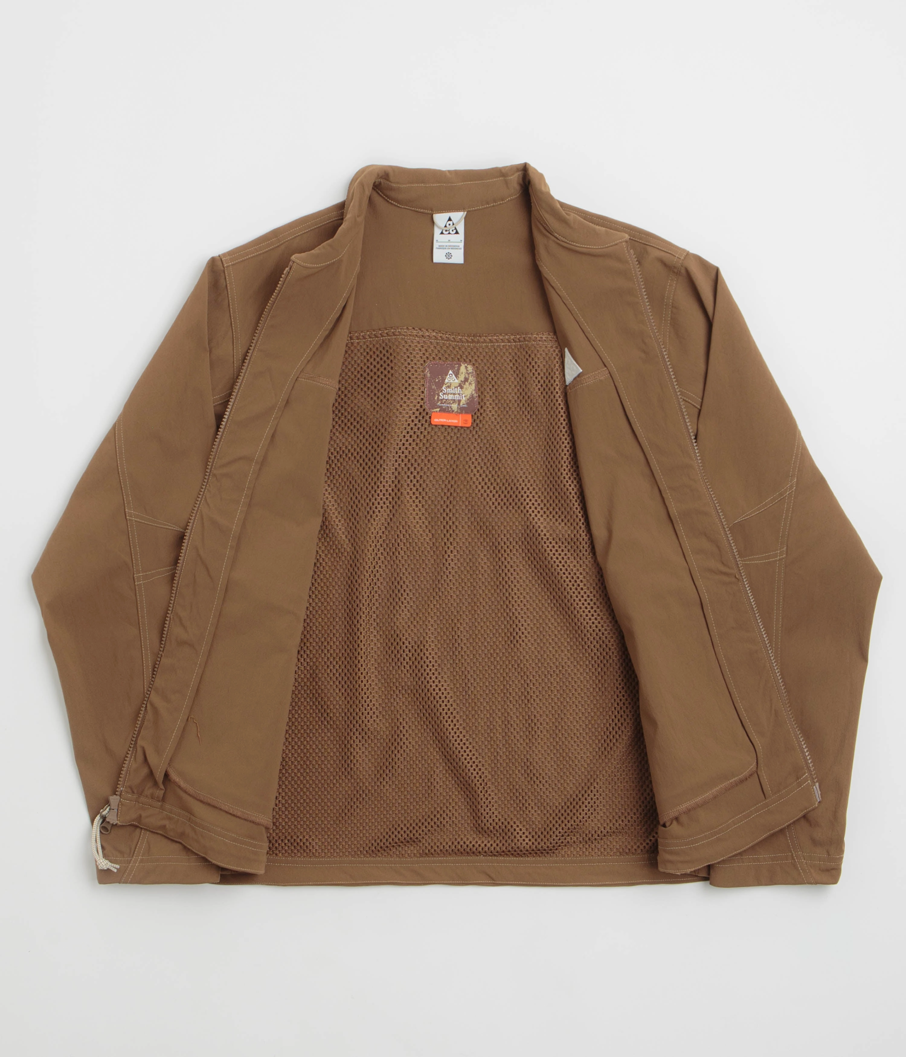 Smooth Finish NoiseFreeMaterial Nike ACG Smith Summit Jacket - Mosswood Brown / Light Khaki / Summit White
