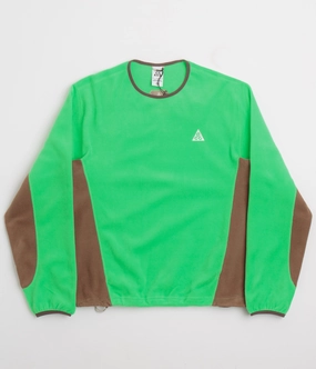 Cozy Knit Design Cozy Wear Nike ACG Wolf Tree Crewneck Sweatshirt  - Green Shock / Mosswood Brown / Summit White
