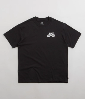 Nike SB Logo T-Shirt - Black / Black / White tall size Teenager coolness